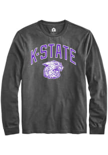Rally K-State Wildcats Charcoal Arch Ratty Cat Long Sleeve Fashion T Shirt