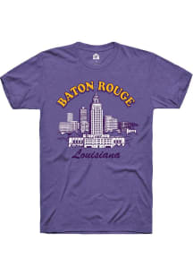 Rally Baton Rouge Purple Baton Rouge Skyline Short Sleeve Fashion T Shirt