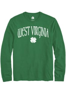 Rally West Virginia Green Shamrock Long Sleeve T Shirt