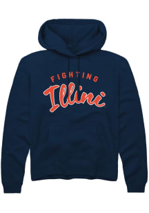 Rally Illinois Fighting Illini Mens Navy Blue Fighting script Long Sleeve Hoodie