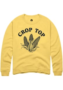 Rally Iowa Mens Yellow Crop Top Long Sleeve Crew Sweatshirt