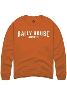 Rally  Mens Orange Employee Tees Long Sleeve Crew Sweatshirt