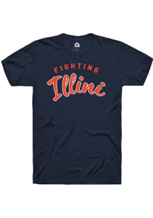 Rally Illinois Fighting Illini Navy Blue Fighting script Short Sleeve T Shirt