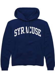 Rally Syracuse Mens Navy Blue Wordmark Long Sleeve Hoodie