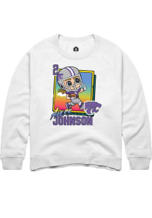 Avery Johnson  Rally K-State Wildcats Youth White Bobbleheads Graphic Long Sleeve Crew Sweatshirt