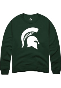 Rally Michigan State Spartans Mens Green Spartan head logo Long Sleeve Crew Sweatshirt
