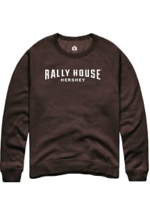 Rally  Mens Brown Employee Tees Long Sleeve Crew Sweatshirt
