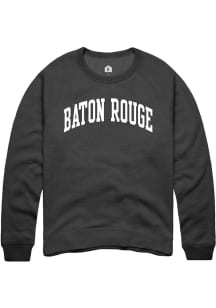 Rally Baton Rouge Mens Black Arched Wordmark Long Sleeve Crew Sweatshirt