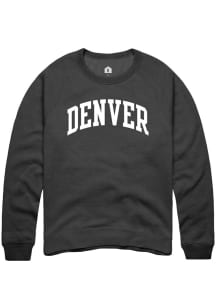 Rally Denver Mens Black Arched Wordmark Long Sleeve Crew Sweatshirt