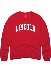 Rally Lincoln Mens Red Arched Wordmark Long Sleeve Crew Sweatshirt