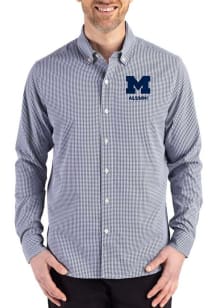 Cutter and Buck Michigan Wolverines Mens Navy Blue Alumni Skyline Long Sleeve Dress Shirt