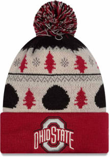 New Era Ohio State Buckeyes Red DL McCalister Pom Cuff Mens Knit Hat