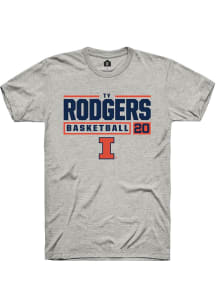 Ty Rodgers  Illinois Fighting Illini Ash Rally NIL Stacked Box Short Sleeve T Shirt