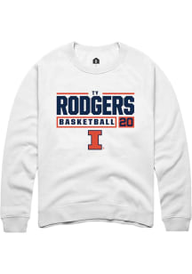 Ty Rodgers  Rally Illinois Fighting Illini Mens White NIL Stacked Box Long Sleeve Crew Sweatshirt