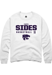 Taryn Sides  Rally K-State Wildcats Mens White NIL Stacked Box Long Sleeve Crew Sweatshirt