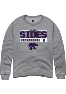 Taryn Sides  Rally K-State Wildcats Mens Graphite NIL Stacked Box Long Sleeve Crew Sweatshirt