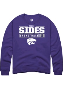 Taryn Sides  Rally K-State Wildcats Mens Purple NIL Stacked Box Long Sleeve Crew Sweatshirt
