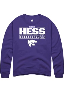 Alexis Hess  Rally K-State Wildcats Mens Purple NIL Stacked Box Long Sleeve Crew Sweatshirt