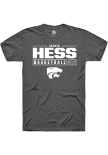 Alexis Hess  K-State Wildcats Dark Grey Rally NIL Stacked Box Short Sleeve T Shirt