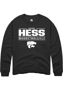 Alexis Hess  Rally K-State Wildcats Mens Black NIL Stacked Box Long Sleeve Crew Sweatshirt