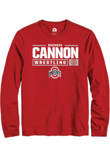 Brandon Cannon  Ohio State Buckeyes Red Rally NIL Stacked Box Long Sleeve T Shirt