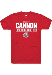 Brandon Cannon  Ohio State Buckeyes Red Rally NIL Stacked Box Short Sleeve T Shirt