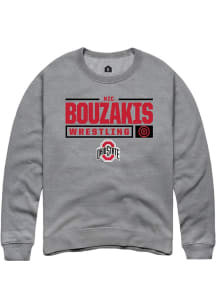 Nic Bouzakis  Rally Ohio State Buckeyes Mens Graphite NIL Stacked Box Long Sleeve Crew Sweatshirt