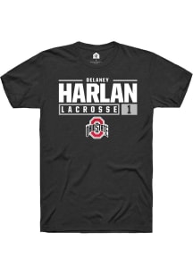 Delaney Harlan  Ohio State Buckeyes Black Rally NIL Stacked Box Short Sleeve T Shirt