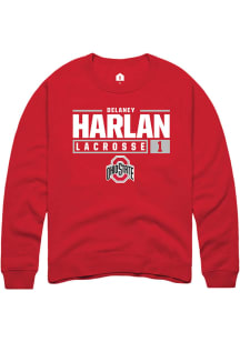 Delaney Harlan  Rally Ohio State Buckeyes Mens Red NIL Stacked Box Long Sleeve Crew Sweatshirt