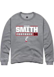Keilan Smith  Rally Cincinnati Bearcats Mens Graphite NIL Stacked Box Long Sleeve Crew Sweatshirt