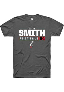 Keilan Smith  Cincinnati Bearcats Dark Grey Rally NIL Stacked Box Short Sleeve T Shirt