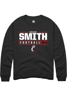 Keilan Smith  Rally Cincinnati Bearcats Mens Black NIL Stacked Box Long Sleeve Crew Sweatshirt