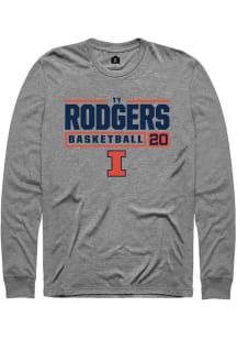 Ty Rodgers  Illinois Fighting Illini Graphite Rally NIL Stacked Box Long Sleeve T Shirt
