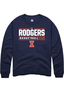 Ty Rodgers  Rally Illinois Fighting Illini Mens Navy Blue NIL Stacked Box Long Sleeve Crew Sweatsh..
