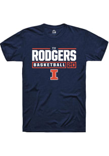 Ty Rodgers  Illinois Fighting Illini Navy Blue Rally NIL Stacked Box Short Sleeve T Shirt