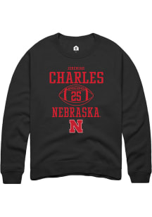 Jeremiah Charles  Rally Nebraska Cornhuskers Mens Black NIL Sport Icon Long Sleeve Crew Sweatshirt