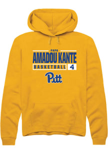 Papa Amadou Kante  Rally Pitt Panthers Mens Gold NIL Stacked Box Long Sleeve Hoodie