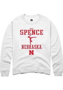 Emma Spence  Rally Nebraska Cornhuskers Mens White NIL Sport Icon Long Sleeve Crew Sweatshirt