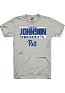 Caleia Johnson  Pitt Panthers Ash Rally NIL Stacked Box Short Sleeve T Shirt