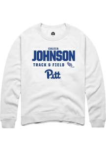 Caleia Johnson  Rally Pitt Panthers Mens White NIL Stacked Box Long Sleeve Crew Sweatshirt
