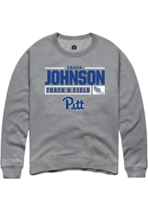 Caleia Johnson  Rally Pitt Panthers Mens Graphite NIL Stacked Box Long Sleeve Crew Sweatshirt