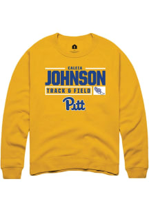 Caleia Johnson  Rally Pitt Panthers Mens Gold NIL Stacked Box Long Sleeve Crew Sweatshirt