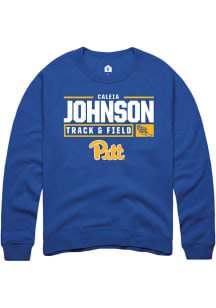 Caleia Johnson  Rally Pitt Panthers Mens Blue NIL Stacked Box Long Sleeve Crew Sweatshirt