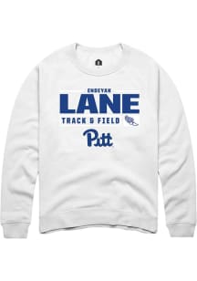Endeyah Lane  Rally Pitt Panthers Mens White NIL Stacked Box Long Sleeve Crew Sweatshirt