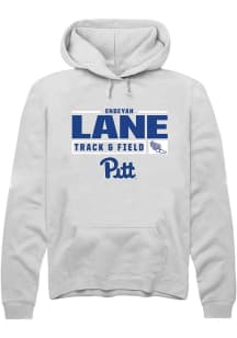 Endeyah Lane  Rally Pitt Panthers Mens White NIL Stacked Box Long Sleeve Hoodie