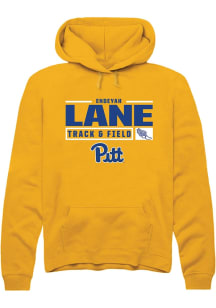 Endeyah Lane  Rally Pitt Panthers Mens Gold NIL Stacked Box Long Sleeve Hoodie
