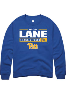 Endeyah Lane  Rally Pitt Panthers Mens Blue NIL Stacked Box Long Sleeve Crew Sweatshirt