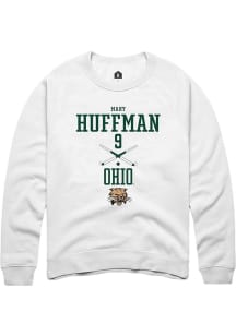 Mary Huffman  Rally Ohio Bobcats Mens White NIL Sport Icon Long Sleeve Crew Sweatshirt