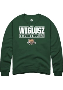 Sam Wiglusz  Rally Ohio Bobcats Mens Green NIL Stacked Box Long Sleeve Crew Sweatshirt