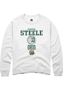 Samantha Steele  Rally Ohio Bobcats Mens White NIL Sport Icon Long Sleeve Crew Sweatshirt